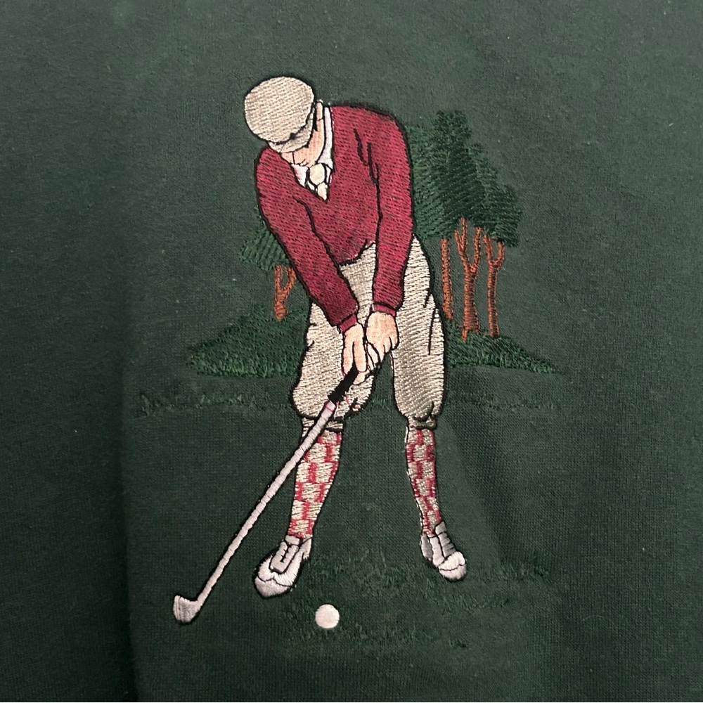 Golf sweatshirt dark green golfer pic